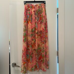 & Other Stories Pink Floral A-Line Maxi Skirt